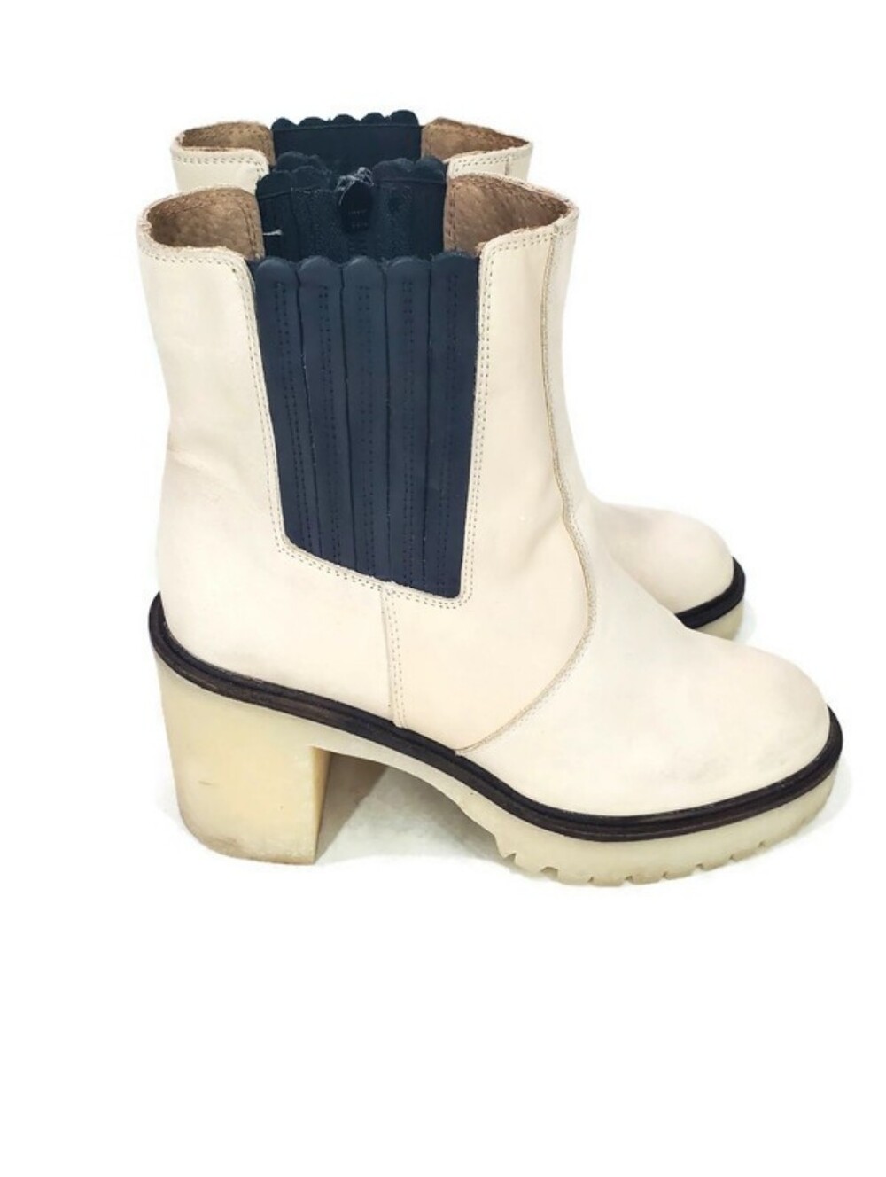Free People James Chelsea Boots White/Bone 39.5 Leather Made In Spain Fall Boots - Picture 4 of 14
